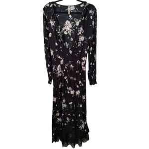 American Rag Women's Size Medium Lace‎ Floral Maxi Dress Black